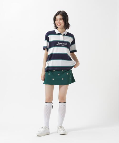 Jack Bunny!!(ジャックバニー)の「【Jack Bunny!!】PE先染めボーダー半袖ポロシャツ(ポロシャツ・レディース・ピンク/ネイビー・MEDIUM/SMALL)」の11枚目の写真