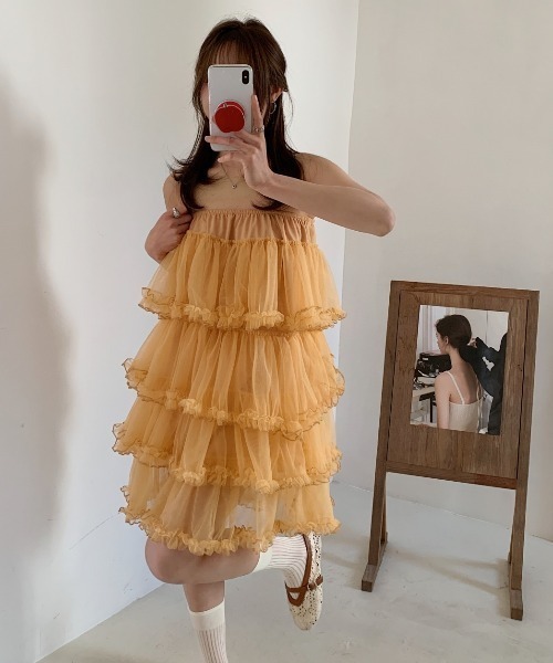 FAVORITO(ファヴォリート)の「ティアードキャミワンピース(ワンピース・レディース・ライトベージュ/イエロー・F)」の18枚目の写真