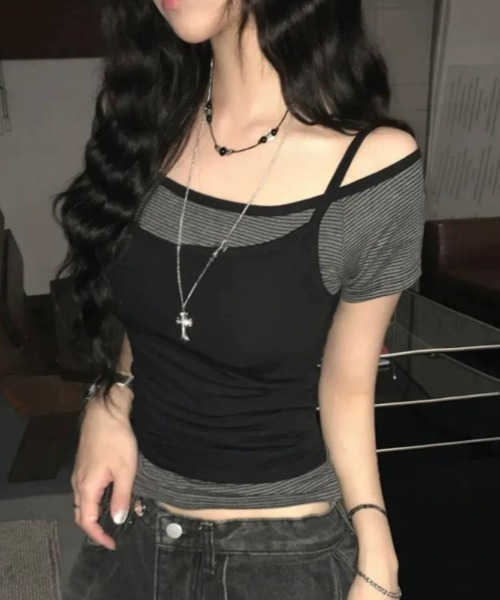 semplice（センプリチェ）の「Ｔシャツ【韓国ファッション】（Tシャツ/カットソー・レディース・ピンク/グレー/キャメル・F）」の14枚目の写真