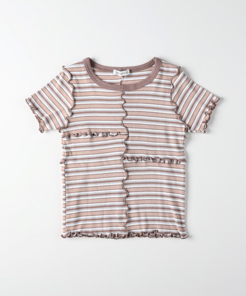 VIVIAN BLUE（ビビアンブルー）の「VIVIAN BLUE(ヴィヴィアンブルー)切替テレコＴシャツ（Tシャツ/カットソー・キッズ・ホワイト系3/ダークブラウン系・11/12/13/14）」の2枚目の写真