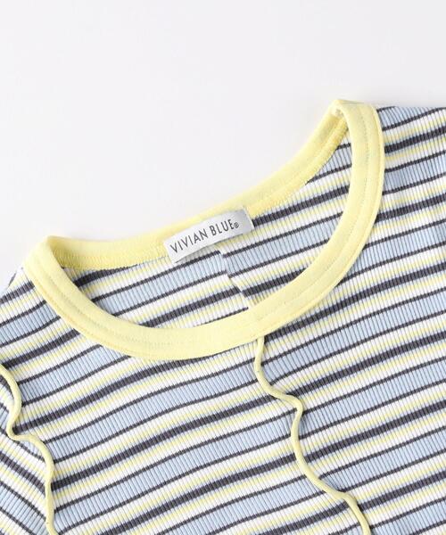 VIVIAN BLUE（ビビアンブルー）の「VIVIAN BLUE(ヴィヴィアンブルー)切替テレコＴシャツ（Tシャツ/カットソー・キッズ・ホワイト系3/ダークブラウン系・11/12/13/14）」の10枚目の写真