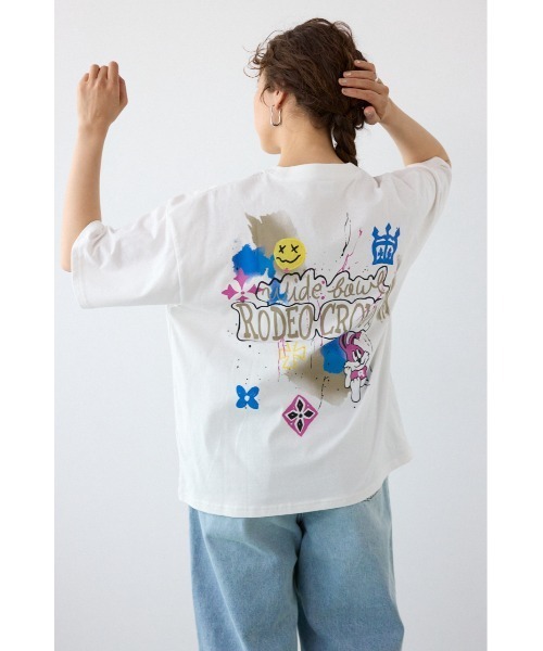 RODEO CROWNS WIDE BOWL(ロデオクラウンズワイドボウル)の「Spray Graffiti TEE(Tシャツ/カットソー・レディース・ミント/オフホワイト/ブラック・MEDIUM/LARGE)」の2枚目の写真