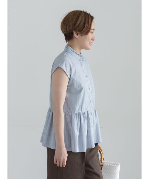 Te chichi（テチチ）の「フレンチスリーブスタンドフリルブラウス（シャツ/ブラウス・レディース・ネイビー/オフホワイト/サックスブルー・F）」の21枚目の写真