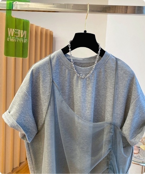 I.O.E(アイオイ)の「シアードッキング ドローストリングTシャツ(Tシャツ/カットソー・レディース・グレー/ホワイト/ブラック・FREE)」の8枚目の写真