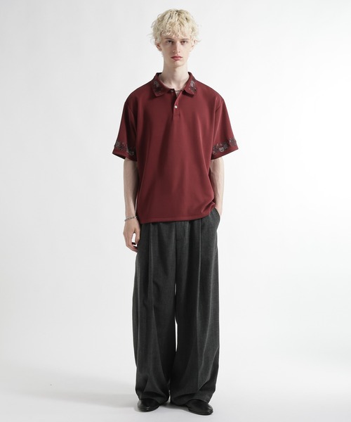 HARE(ハレ)の「【接触冷感】 ポンチシシュウポロカット(HARE)(ポロシャツ・メンズ・レッド/ブラック/ホワイト・FREE)」の9枚目の写真