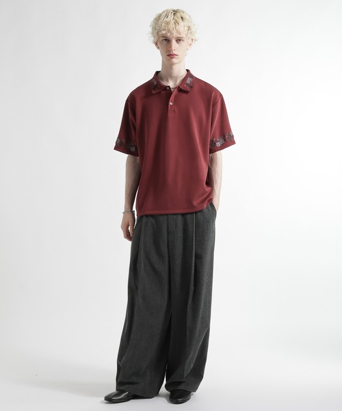 HARE(ハレ)の「【接触冷感】 ポンチシシュウポロカット(HARE)(ポロシャツ・メンズ・レッド/ブラック/ホワイト・FREE)」の10枚目の写真