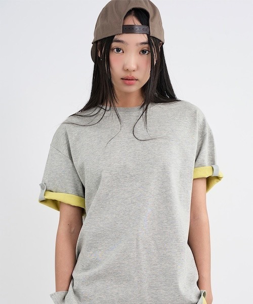 raucohouse(ラウコハウス)の「レイヤードロールアップTシャツ(Tシャツ/カットソー・レディース・グレー・FREE)」の13枚目の写真