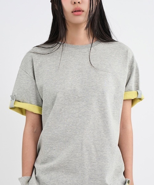 raucohouse(ラウコハウス)の「レイヤードロールアップTシャツ(Tシャツ/カットソー・レディース・グレー・FREE)」の14枚目の写真