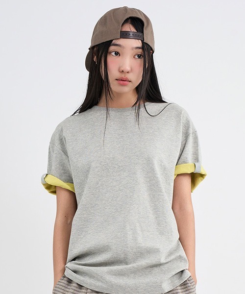 raucohouse(ラウコハウス)の「レイヤードロールアップTシャツ(Tシャツ/カットソー・レディース・グレー・FREE)」の2枚目の写真