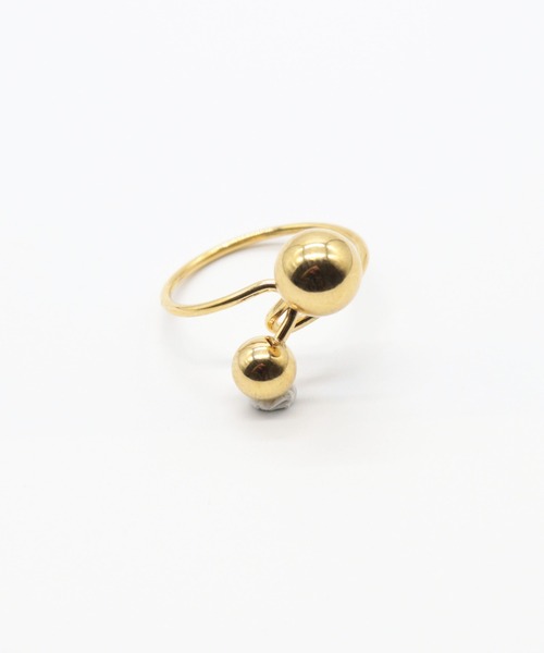 Bilan(ビラン)の「( 金属アレルギー軽減 サージカルステンレス ) ダブルボールエッジリング / 【BILAN】 Double Ball Edge Ring(リング・レディース・ゴールド/シルバー・FREE)」の7枚目の写真