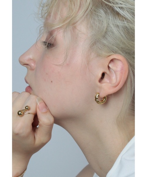 Bilan(ビラン)の「( 金属アレルギー軽減 サージカルステンレス ) ダブルボールエッジリング / 【BILAN】 Double Ball Edge Ring(リング・レディース・ゴールド/シルバー・FREE)」の8枚目の写真