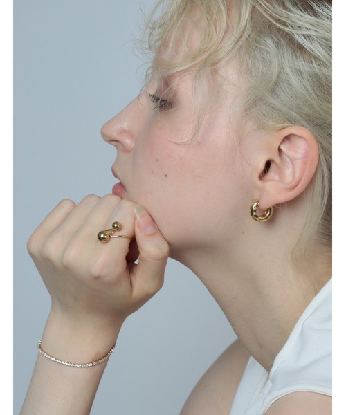 Bilan(ビラン)の「( 金属アレルギー軽減 サージカルステンレス ) ダブルボールエッジリング / 【BILAN】 Double Ball Edge Ring(リング・レディース・ゴールド/シルバー・FREE)」の9枚目の写真