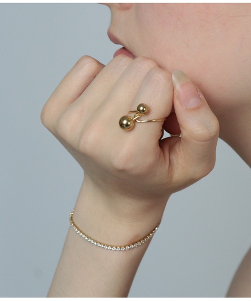Bilan(ビラン)の「( 金属アレルギー軽減 サージカルステンレス ) ダブルボールエッジリング / 【BILAN】 Double Ball Edge Ring(リング・レディース・ゴールド/シルバー・FREE)」の10枚目の写真