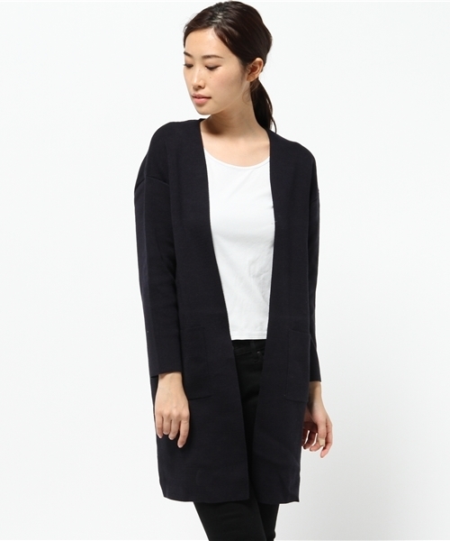 LBC（エルビーシー）の「12Gコットンアクリルミラノリブトッパー（カーディガン/ボレロ・レディース・ミント/ネイビー/ライトグレー・LARGE/MEDIUM）」の3枚目の写真