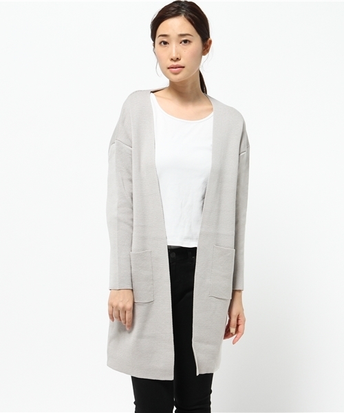 LBC（エルビーシー）の「12Gコットンアクリルミラノリブトッパー（カーディガン/ボレロ・レディース・ミント/ネイビー/ライトグレー・LARGE/MEDIUM）」の2枚目の写真