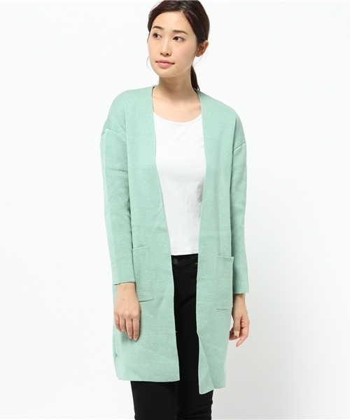 LBC（エルビーシー）の「12Gコットンアクリルミラノリブトッパー（カーディガン/ボレロ・レディース・ミント/ネイビー/ライトグレー・LARGE/MEDIUM）」の11枚目の写真