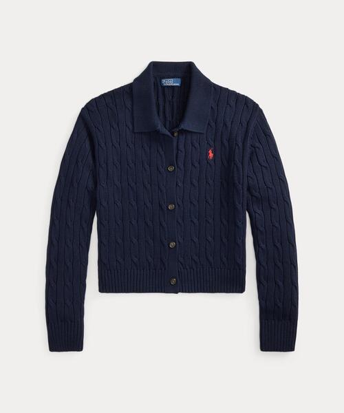 POLO RALPH LAUREN(ポロ ラルフ ローレン)の「ケーブル コットン ポロカラー カーディガン(カーディガン/ボレロ・レディース・ブルー・S/M/XS)」の8枚目の写真