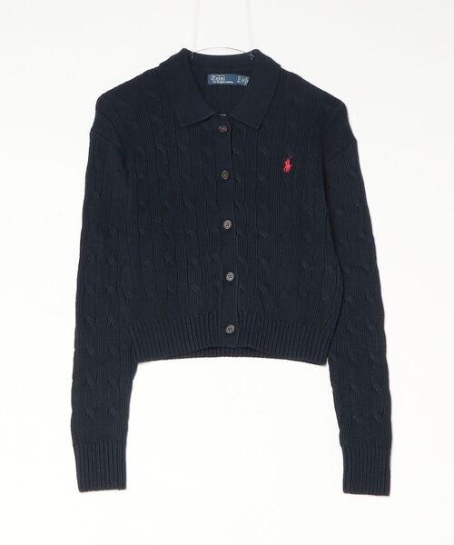 POLO RALPH LAUREN(ポロ ラルフ ローレン)の「ケーブル コットン ポロカラー カーディガン(カーディガン/ボレロ・レディース・ブルー・S/M/XS)」の7枚目の写真