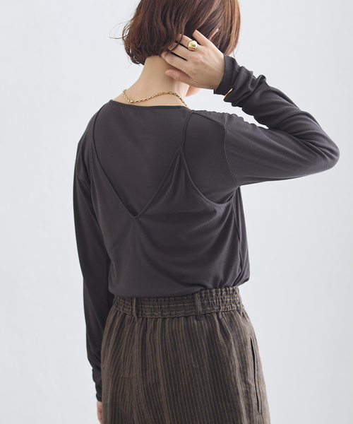 journal standard L'essage(ジャーナルスタンダードレサージュ)の「シアーレイヤーロンT(Tシャツ/カットソー・レディース・グレー/ブラック系その他・FREE)」の22枚目の写真