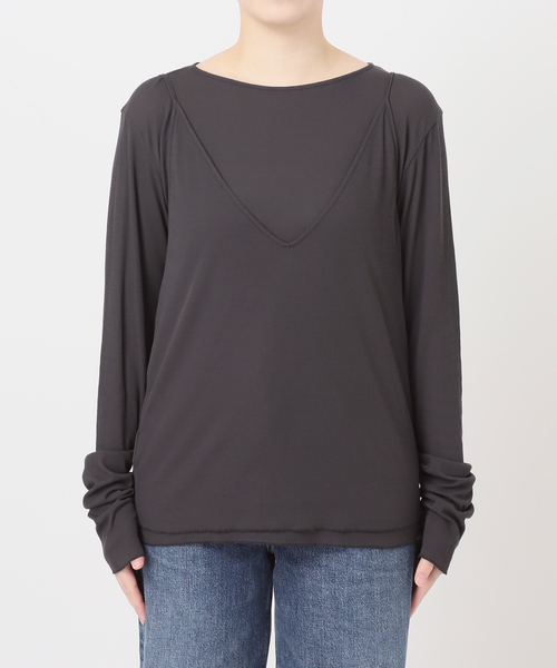 journal standard L'essage(ジャーナルスタンダードレサージュ)の「シアーレイヤーロンT(Tシャツ/カットソー・レディース・グレー/ブラック系その他・FREE)」の9枚目の写真