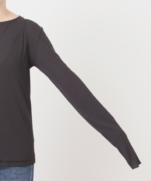 journal standard L'essage(ジャーナルスタンダードレサージュ)の「シアーレイヤーロンT(Tシャツ/カットソー・レディース・グレー/ブラック系その他・FREE)」の13枚目の写真