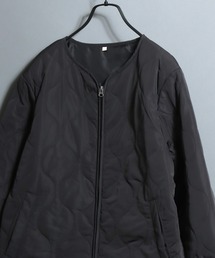 Women’s Heat-Retention Kapok-Blend Quilted Collarless Jacket / レディース 吸湿発熱 カポック混中綿 キルティングノーカラージャケット ブルゾン アウター
