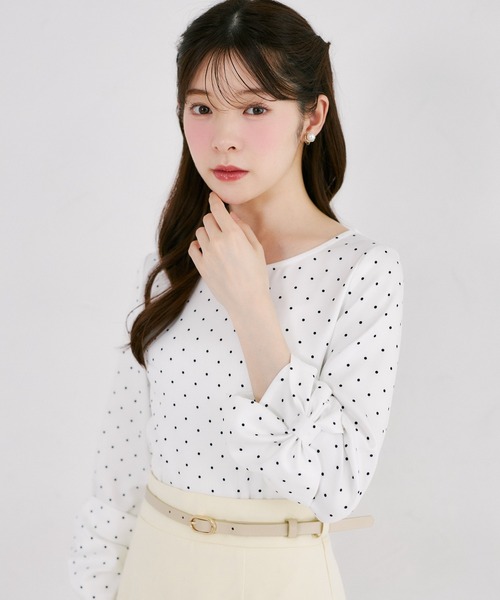 tocco closet(トッコ クローゼット)の「袖口リボンモチーフ付きブラウス(シャツ/ブラウス・レディース・ホワイト×ブラック/ドット・M)」の7枚目の写真