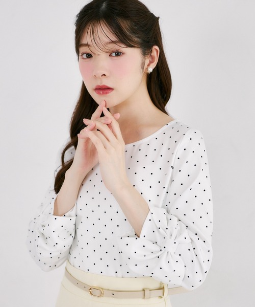 tocco closet(トッコ クローゼット)の「袖口リボンモチーフ付きブラウス(シャツ/ブラウス・レディース・ホワイト×ブラック/ドット・M)」の8枚目の写真