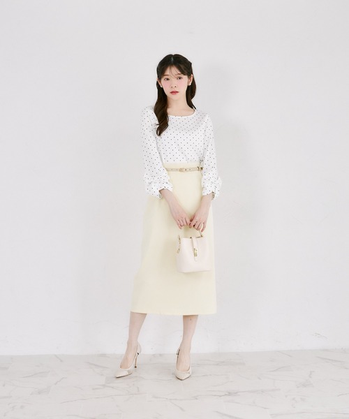 tocco closet(トッコ クローゼット)の「袖口リボンモチーフ付きブラウス(シャツ/ブラウス・レディース・ホワイト×ブラック/ドット・M)」の4枚目の写真