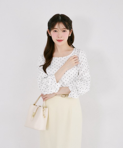 tocco closet(トッコ クローゼット)の「袖口リボンモチーフ付きブラウス(シャツ/ブラウス・レディース・ホワイト×ブラック/ドット・M)」の5枚目の写真