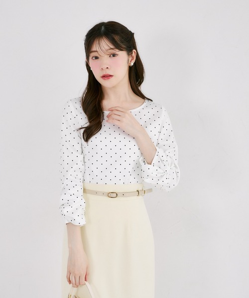 tocco closet(トッコ クローゼット)の「袖口リボンモチーフ付きブラウス(シャツ/ブラウス・レディース・ホワイト×ブラック/ドット・M)」の6枚目の写真