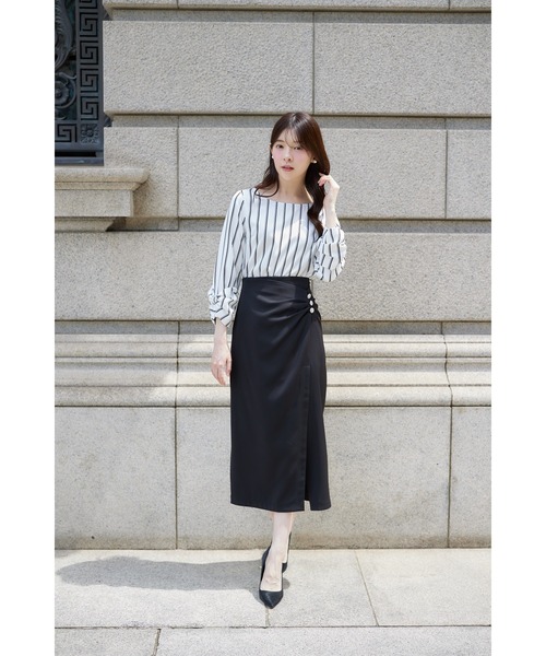 tocco closet(トッコ クローゼット)の「袖口リボンモチーフ付きブラウス(シャツ/ブラウス・レディース・ホワイト×ブラック/ドット・M)」の13枚目の写真