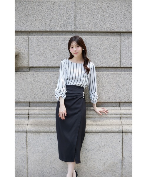 tocco closet(トッコ クローゼット)の「袖口リボンモチーフ付きブラウス(シャツ/ブラウス・レディース・ホワイト×ブラック/ドット・M)」の16枚目の写真