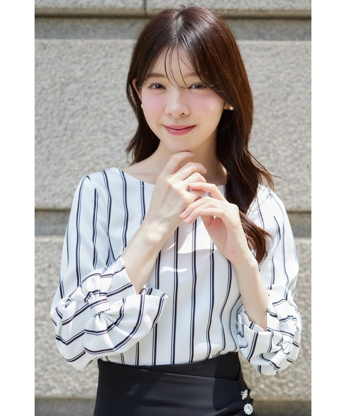 tocco closet(トッコ クローゼット)の「袖口リボンモチーフ付きブラウス(シャツ/ブラウス・レディース・ホワイト×ブラック/ドット・M)」の17枚目の写真