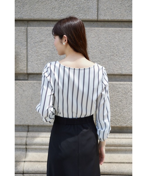 tocco closet(トッコ クローゼット)の「袖口リボンモチーフ付きブラウス(シャツ/ブラウス・レディース・ホワイト×ブラック/ドット・M)」の19枚目の写真