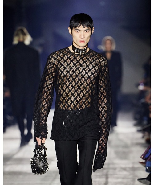 JOHN LAWRENCE SULLIVAN(ジョンローレンスサリバン)の「LACE PULLOVER WITH FRINGE(Tシャツ/カットソー・メンズ・ブラック・MEDIUM/SMALL)」の3枚目の写真