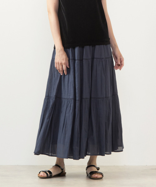 MELROSE claire(メルローズ クレール)の「【CRハシゴレース切替スカート】(スカート・レディース・チャコールグレー/ネイビー/ベージュ・FREE)」の3枚目の写真