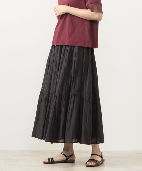 MELROSE claire(メルローズ クレール)の「【CRハシゴレース切替スカート】(スカート・レディース・チャコールグレー/ネイビー/ベージュ・FREE)」の1枚目の写真