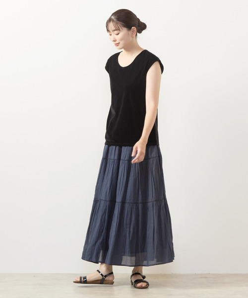 MELROSE claire(メルローズ クレール)の「【CRハシゴレース切替スカート】(スカート・レディース・チャコールグレー/ネイビー/ベージュ・FREE)」の4枚目の写真