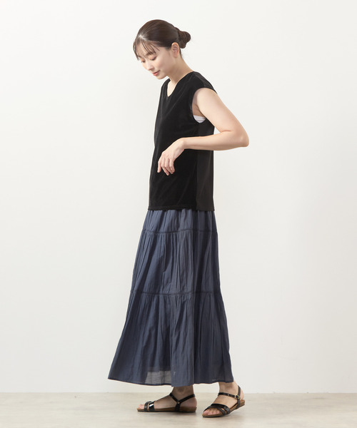 MELROSE claire(メルローズ クレール)の「【CRハシゴレース切替スカート】(スカート・レディース・チャコールグレー/ネイビー/ベージュ・FREE)」の6枚目の写真