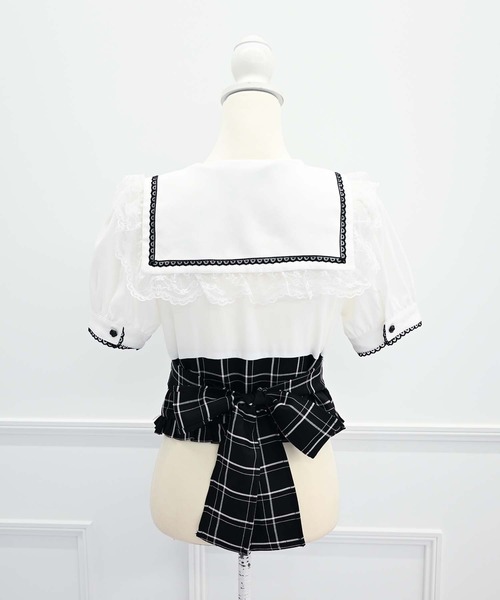 MA*RS(アメーバーマーズ)の「クロス刺繍ビスチェ風ブラウス(シャツ/ブラウス・レディース・ブラック/ブラック×ホワイト・FREE)」の9枚目の写真