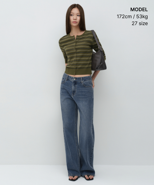 MUSINSA STANDARD WOMAN（ムシンサスタンダードウーマン）の「ウィメンズエッセンシャルワイドデニムパンツ[ミディアムインディゴ]（デニムパンツ・レディース・その他・23/30/29/28/32/27/26/25/24）」の2枚目の写真