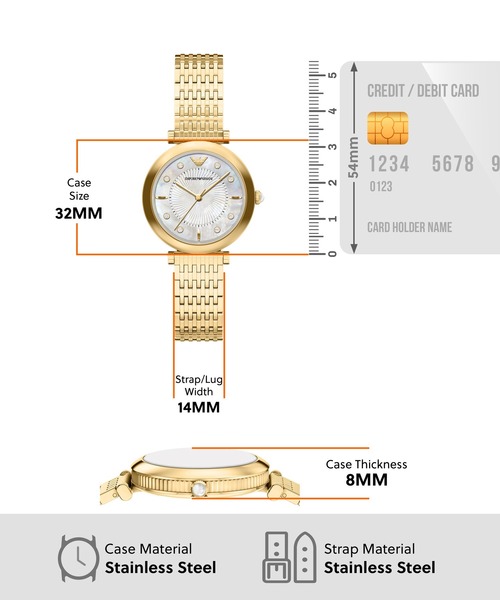 EMPORIO ARMANI(エンポリオアルマーニ)の「エンポリオ・アルマーニ 腕時計 レディース アナログ ステンレス AR11809(アナログ腕時計・レディース・ゴールド・FREE)」の5枚目の写真