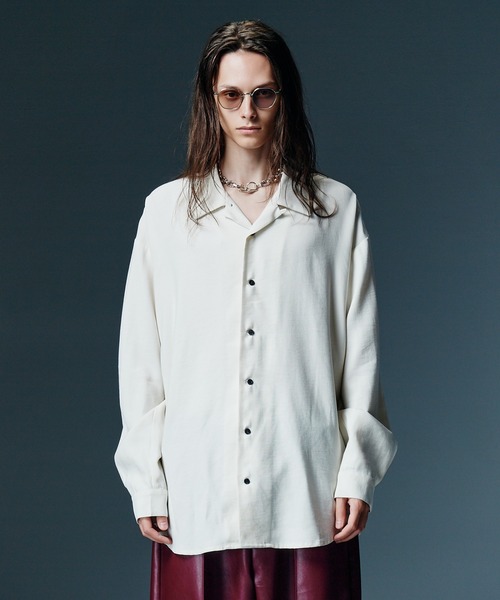 glamb(グラム)の「Grace Open Collar Shirt / グレースオープンカラーシャツ(シャツ/ブラウス・メンズ・ブラック/ブルー/ホワイト・S/M/L)」の1枚目の写真