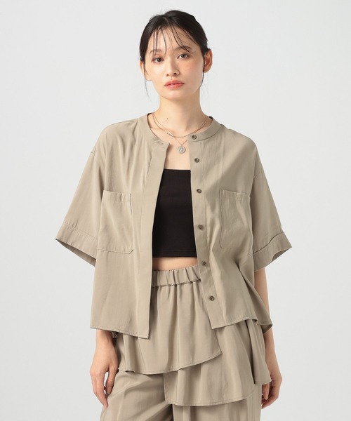 BAYFLOW（ベイフロー）の「[セットアップ可]フィブリルハーフスリーブシャツ（シャツ/ブラウス・レディース・プラム/ベージュ/ブラウン・FREE）」の21枚目の写真