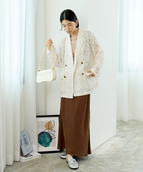 FREAK'S STORE(フリークスストア)の「シアー ジャガードジャケット(シャツ/ブラウス・レディース・ブラウン/ブラック/オフホワイト/ピンク・フリ-)」の11枚目の写真