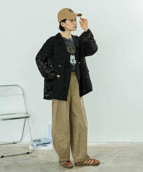 FREAK'S STORE(フリークスストア)の「シアー ジャガードジャケット(シャツ/ブラウス・レディース・ブラウン/ブラック/オフホワイト/ピンク・フリ-)」の19枚目の写真