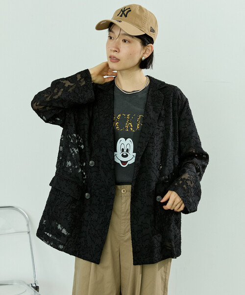 FREAK'S STORE(フリークスストア)の「シアー ジャガードジャケット(シャツ/ブラウス・レディース・ブラウン/ブラック/オフホワイト/ピンク・フリ-)」の22枚目の写真