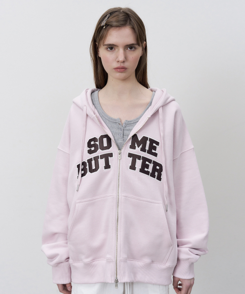 SOMEWHEREBUTTER（サムウェアバター）の「Satin Heart Logo Hoodie Zip-Up - Light Pink（パーカー・レディース・その他・FREE）」の2枚目の写真