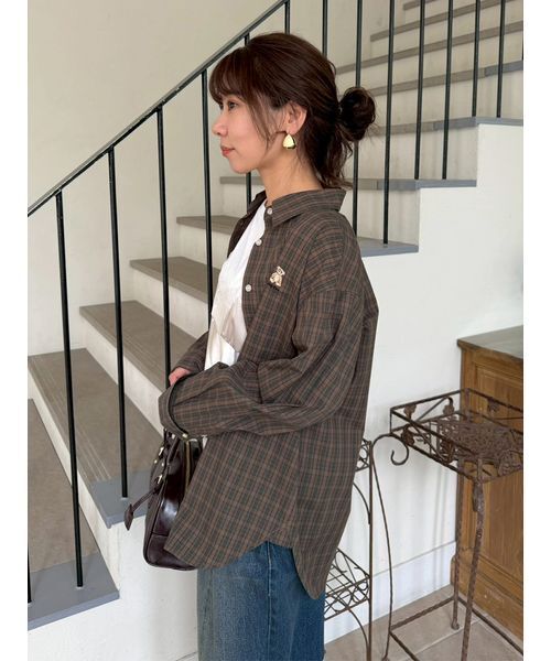 LILY BROWN(リリーブラウン)の「【Lily Bear】ダブルカフスシャツ(シャツ/ブラウス・レディース・チェック/イエロー/ホワイト・F)」の15枚目の写真